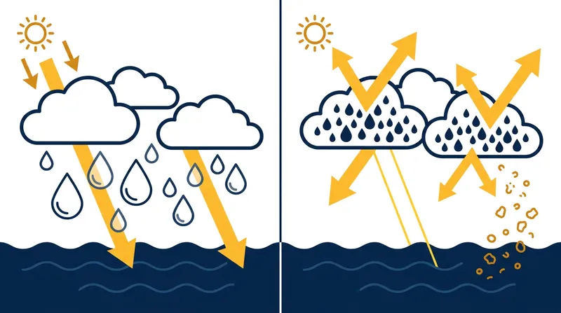 The Twomey Effect: Adding condensation nuclei creates smaller, more reflective cloud droplets.