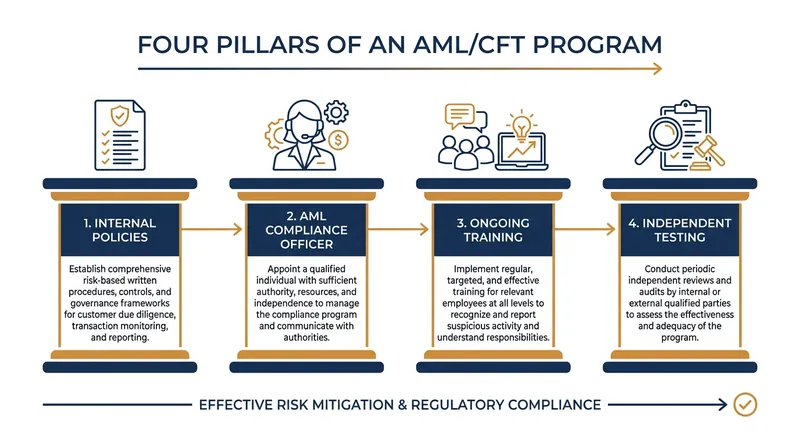 The four foundational requirements for an investment adviser's AML program.
