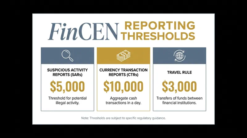 Key reporting thresholds under the new Bank Secrecy Act requirements.