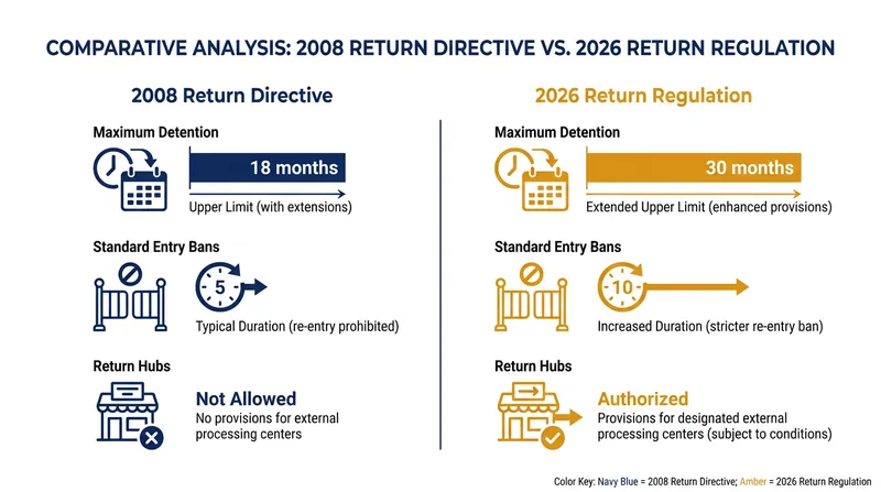 Key differences between the 2008 Return Directive and the 2026 Return Regulation.