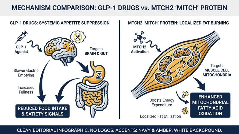 How the Mitch protein bypasses appetite suppression to target cellular energy directly.