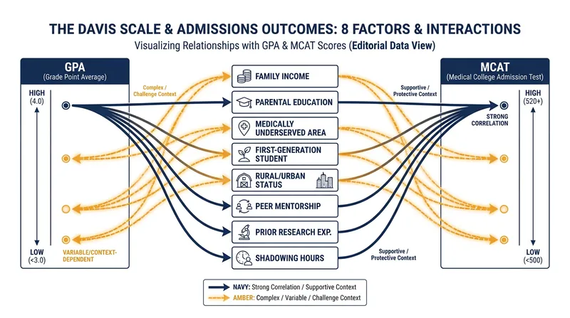 The 'Davis Scale' evaluates applicants on eight socioeconomic factors alongside traditional academic metrics.