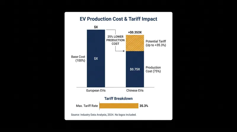 How EU tariffs aim to bridge the 25% production cost gap between Chinese and European electric vehicles.