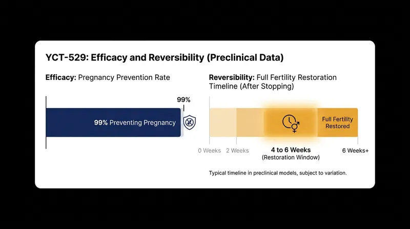 Preclinical animal models demonstrated near-total efficacy and rapid reversibility.