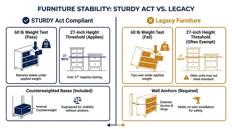 The ASTM F2057-23 standard mandates rigorous stability tests for all new clothing storage units.