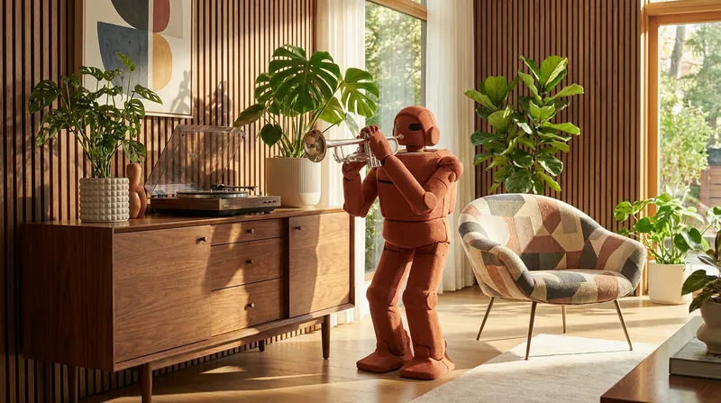 The Isaac 1 features a collapsible torso that shrinks down to three feet to navigate under tables and stow away unobtrusively.