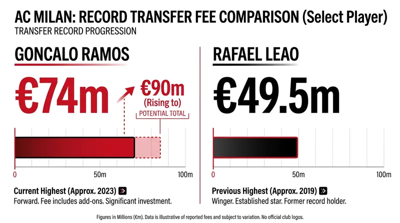 Ramos shatters AC Milan's previous transfer record, surpassing the €49.5 million paid for Rafael Leão in 2019.