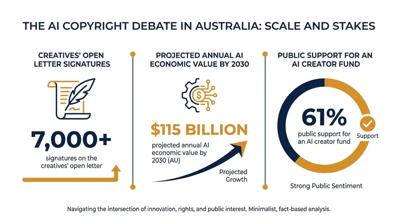 The economic stakes of AI integration in Australia's creative and tech sectors.