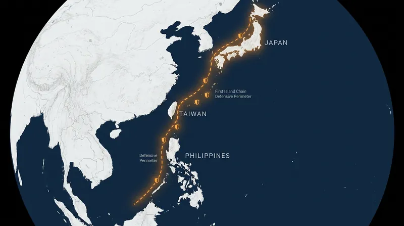 The strategy relies on a 'denial defense' posture along the First Island Chain to deter aggression in the Indo-Pacific.