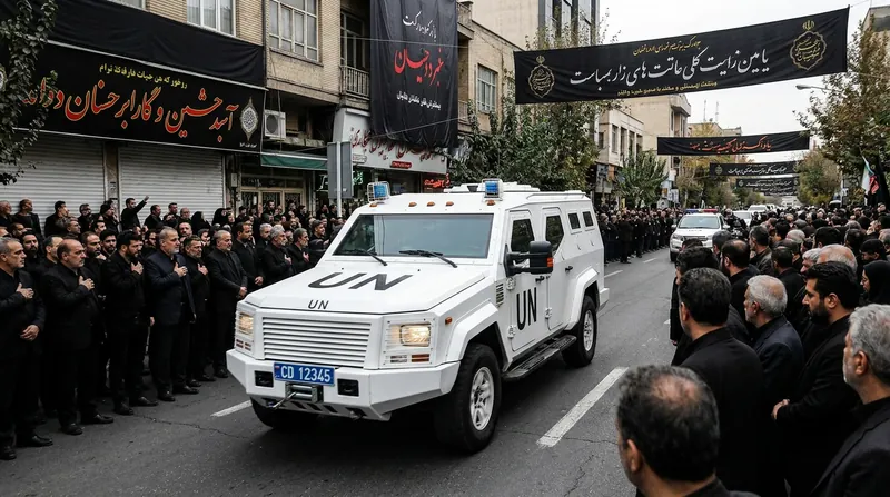 Mourners gather at the Imam Khomeini Mosalla in Tehran for the funeral of former Supreme Leader Ali Khamenei.