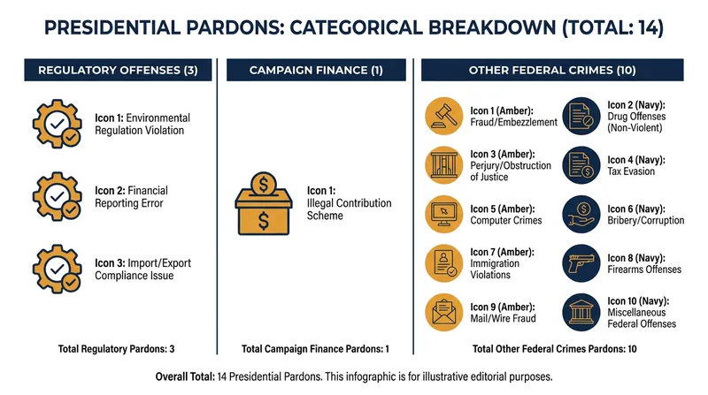 Breakdown of the 14 individuals granted clemency in the latest wave.