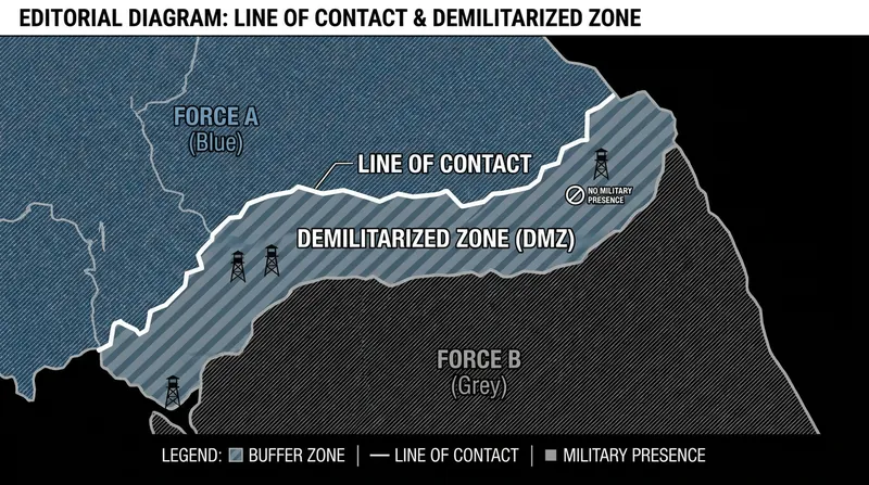 A Demilitarized Zone (DMZ) would likely be required to enforce any freezing of the conflict along the current front lines.