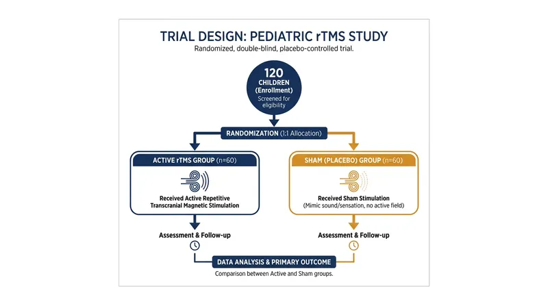 The JAMA Psychiatry trial enrolled 120 children, splitting them evenly between active magnetic stimulation and a placebo sham device.