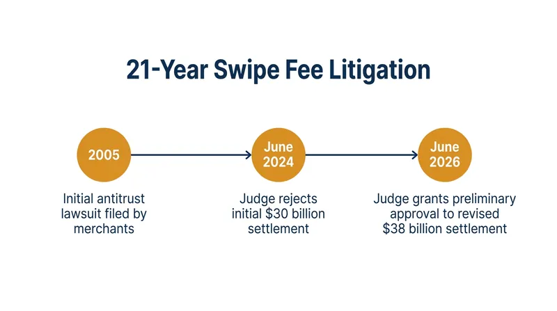 The legal battle over interchange fees has spanned more than two decades, surviving multiple rejected settlements.