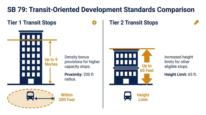 Development standards vary based on the frequency and capacity of the nearby transit service.