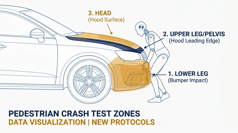 NHTSA's new physical tests measure how much kinetic energy is transferred to a pedestrian's body.