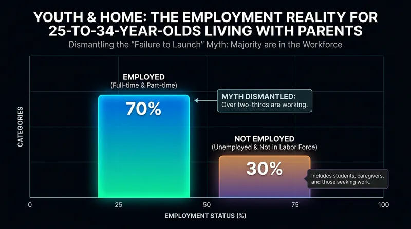 The vast majority of young adults living at home are actively employed.