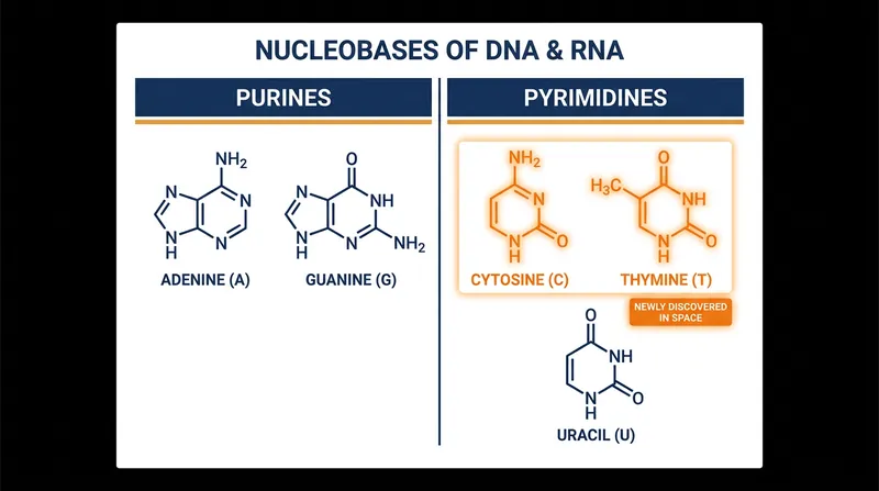 The complete set of DNA and RNA nucleobases has now been confirmed in extraterrestrial samples.