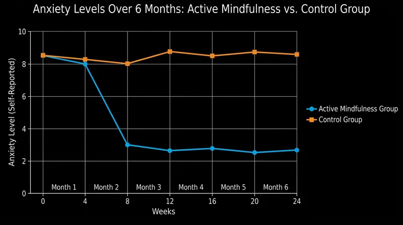 Students in the active mindfulness group maintained their lowered anxiety levels even during high-stress exam periods.