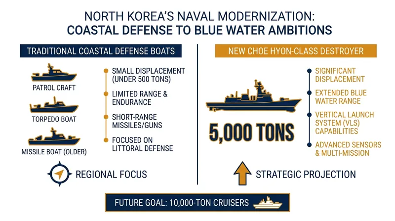The technological leap from brown-water patrol craft to blue-water guided-missile destroyers.