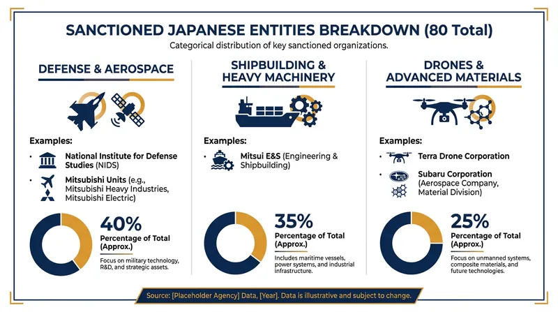 The 80 Japanese entities targeted by China's 2026 export controls span multiple strategic sectors.