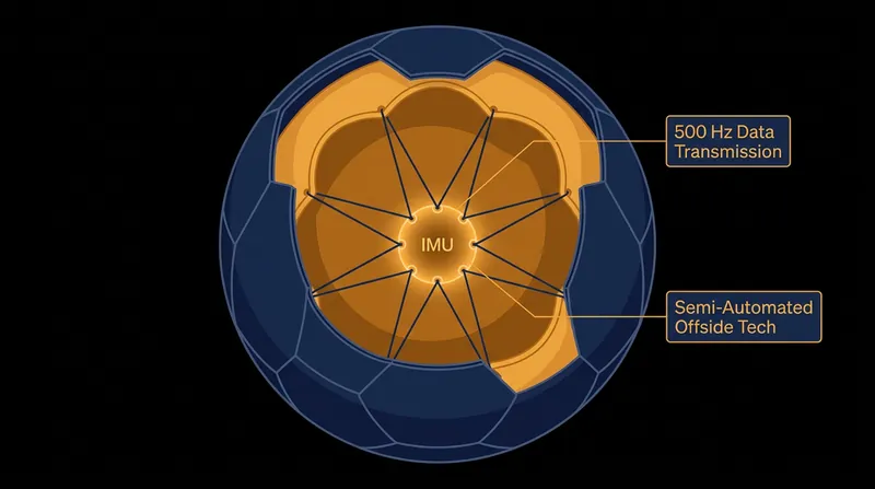 Modern match balls feature a suspended internal sensor that transmits movement data 500 times per second.