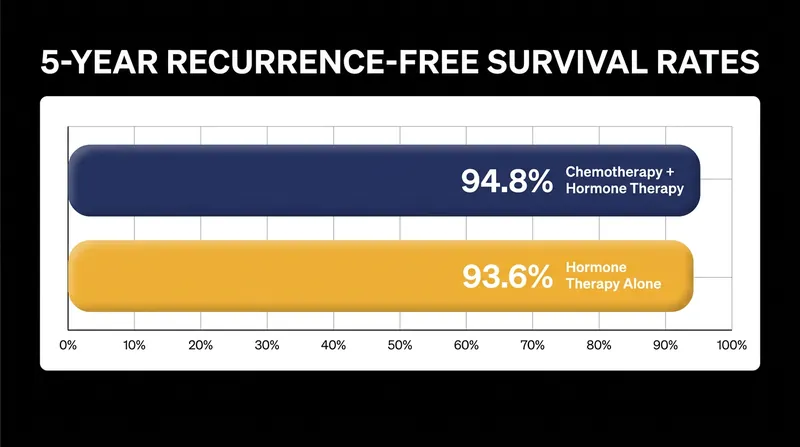 Survival outcomes for low-score patients were statistically non-inferior when chemotherapy was omitted.