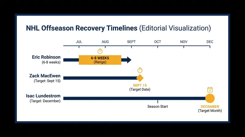Projected return timelines for key NHL players recovering from offseason procedures.