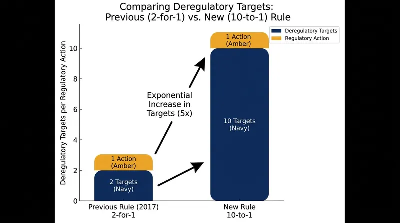 The current policy quintuples the deregulatory quota established during the first Trump administration.