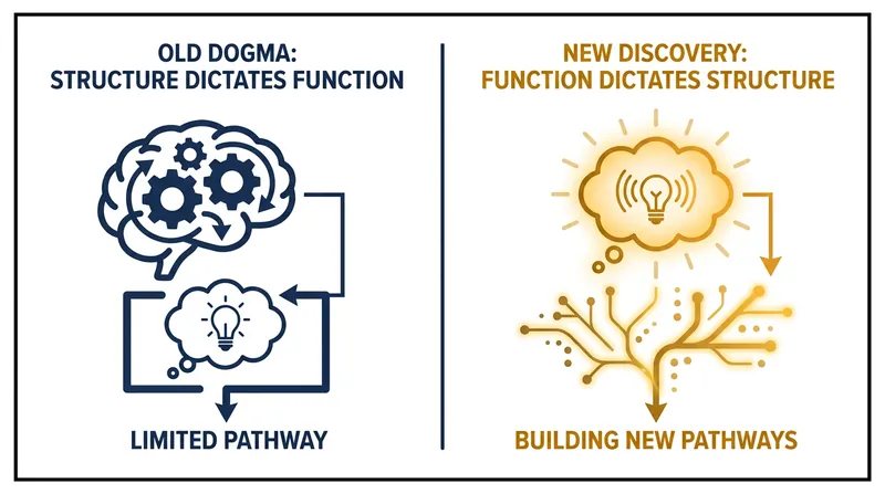 The paradigm shift: Functional activity is now understood to be the architect of the brain's physical structure.