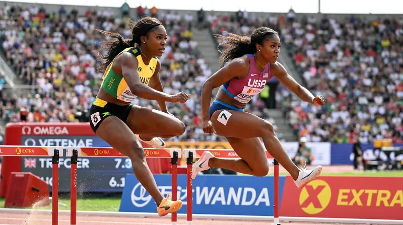 Jamaica's Rushell Clayton and America's Jasmine Jones are locked in a tight battle for qualification points.