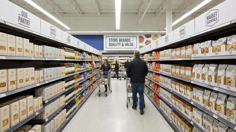 Consumers are aggressively trading down to private-label brands to defend their grocery budgets.