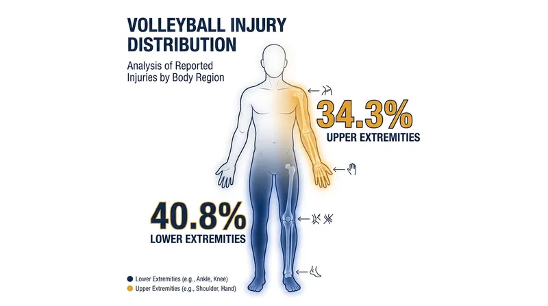 Lower extremity injuries account for the vast majority of physical setbacks in global volleyball.