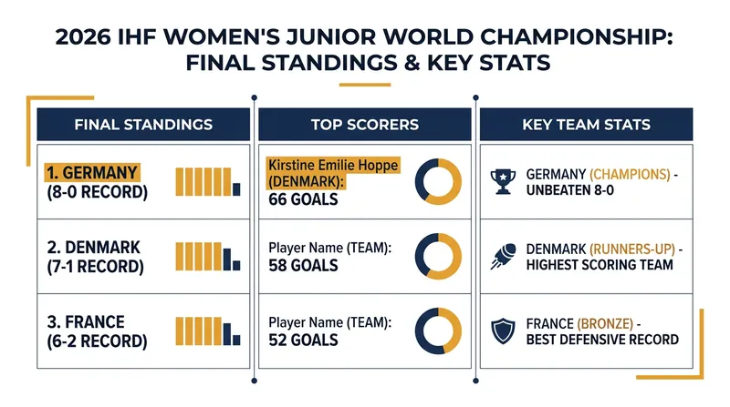 Final standings and key statistics from the 2026 IHF Women's Junior World Championship.