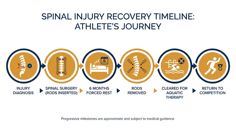 The grueling timeline of surgical recovery requires immense patience before an athlete can safely return to the water.
