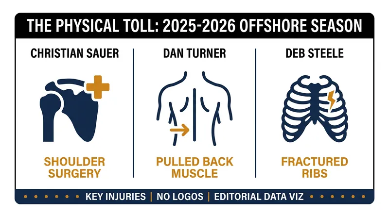 Key injuries sustained during the 2025-2026 offshore racing calendar.