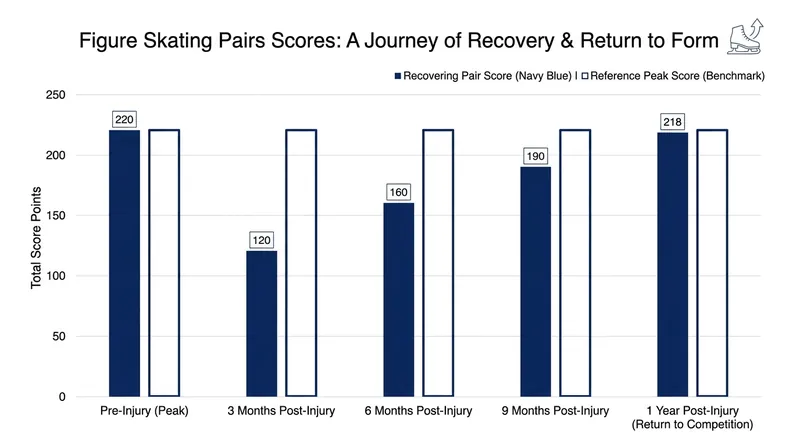 Scoring trajectories demonstrate that established pairs can quickly regain their component marks upon returning to competition.