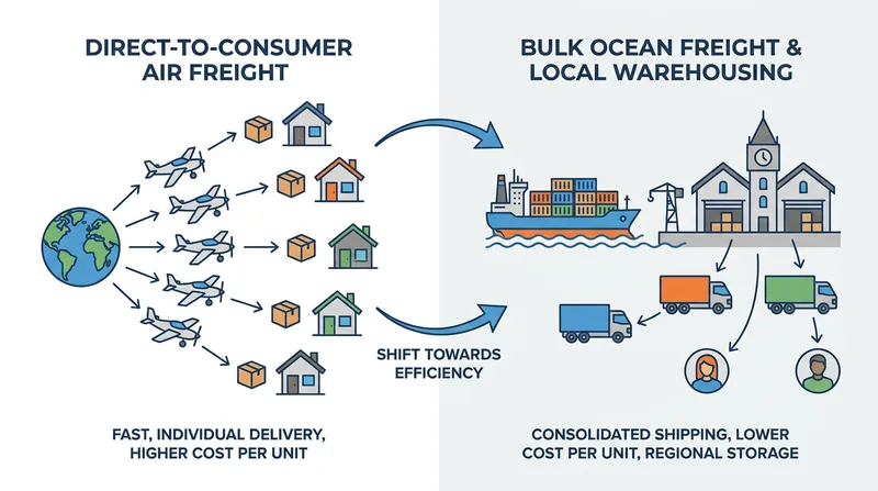Asian e-commerce giants are expected to shift from direct air freight to bulk ocean shipping to avoid the per-parcel fee.