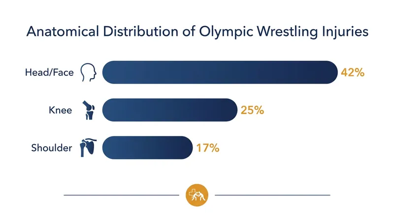 Recent epidemiological data highlights the knee and shoulder as the most vulnerable joints in international wrestling.