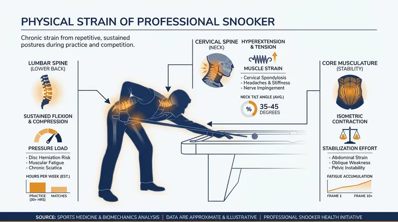 The asymmetrical stance required in snooker places immense repetitive strain on the lumbar spine.