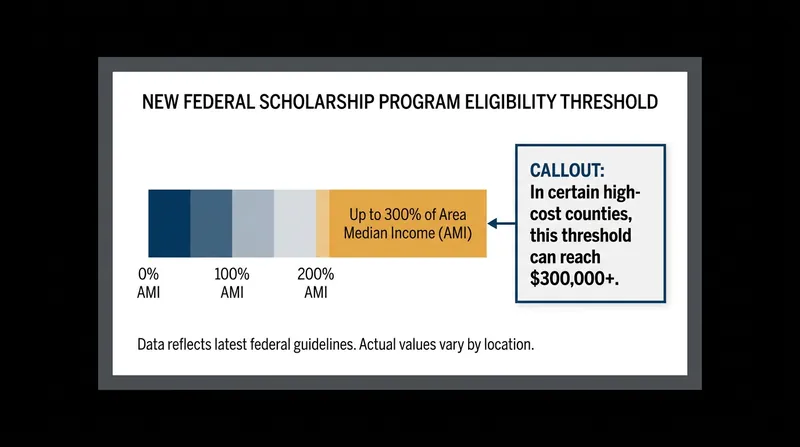Families earning up to 300% of their area's median income are eligible for the scholarships.