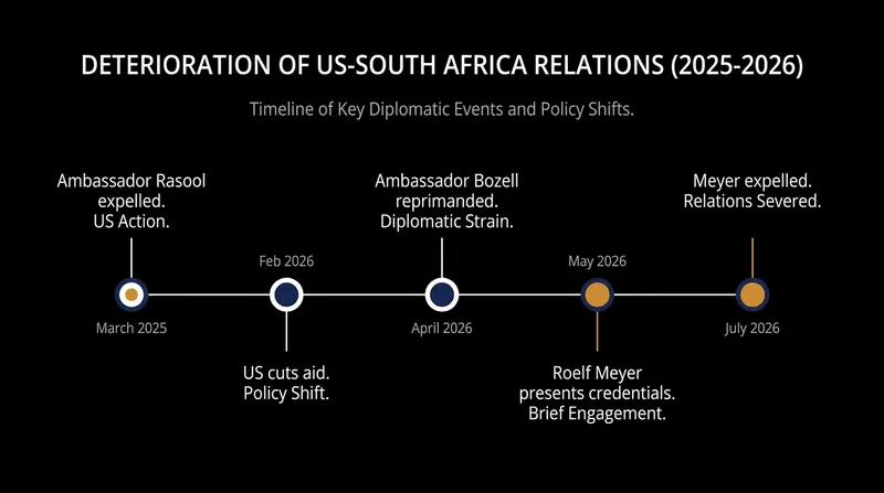 A timeline of the rapid diplomatic collapse between Washington and Pretoria.