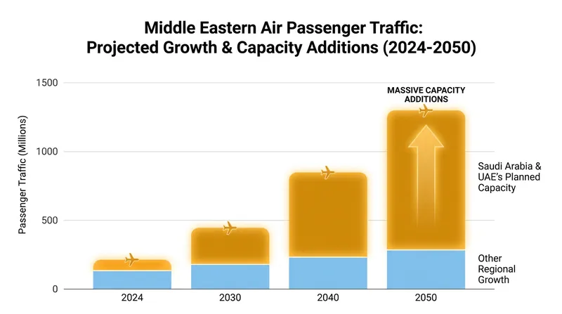 The Gulf region is preparing for an unprecedented surge in passenger capacity over the next two decades.