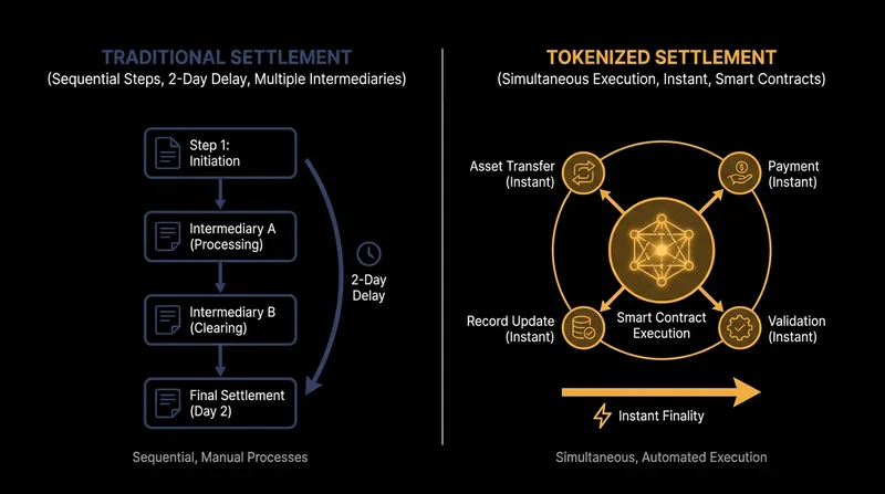 How tokenization collapses execution, clearing, and settlement into a single instant action.