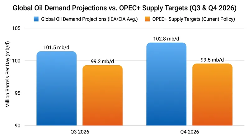 OPEC+ supply targets remain carefully calibrated against projected global demand for the second half of 2026.