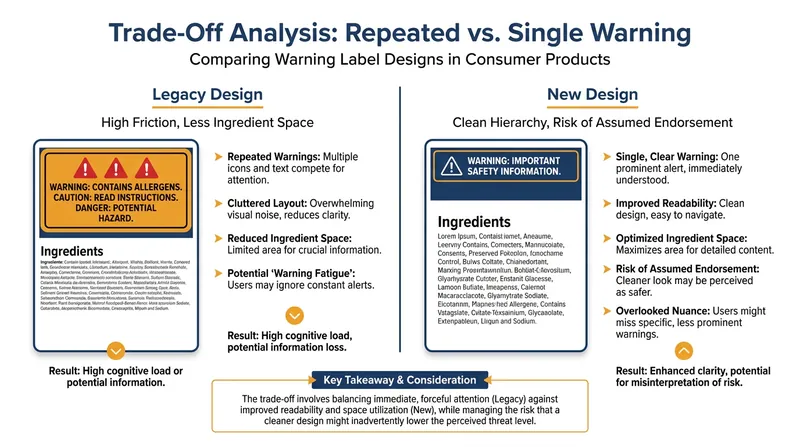 The trade-off between visual clarity and consumer protection.