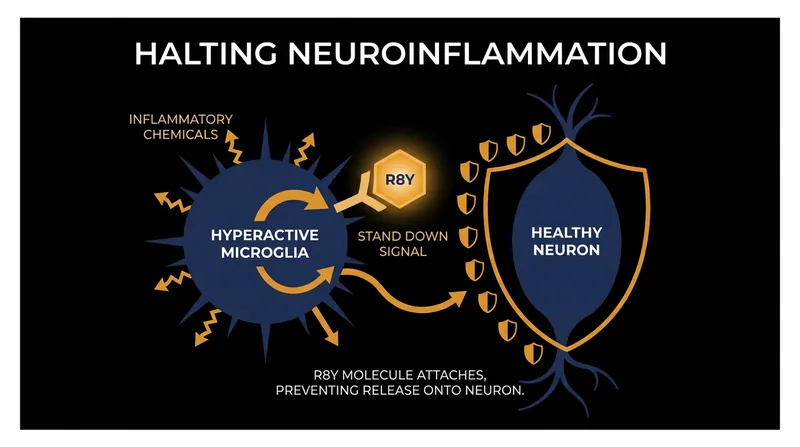 By activating C5aR2, the R8Y drug instructs the immune system to stand down, preserving surviving motor neurons.