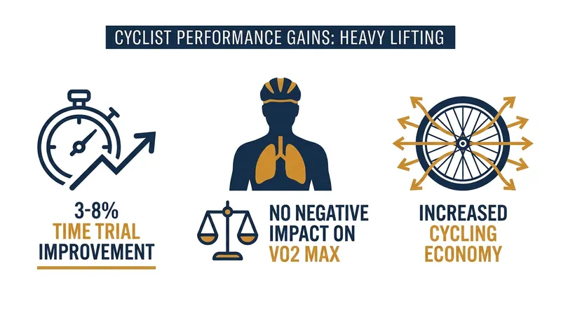 Meta-analysis data confirms that heavy resistance training directly translates to faster time-trial performances.