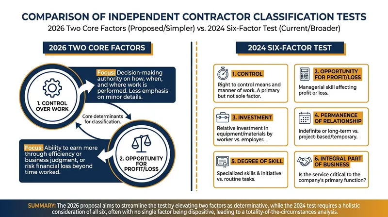 The 2026 rule replaces a complex six-factor analysis with a streamlined two-factor test.