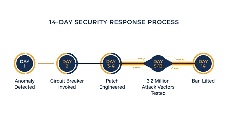 The 'Pause and Patch' framework allowed Anthropic and federal regulators to resolve a critical vulnerability in just two weeks.
